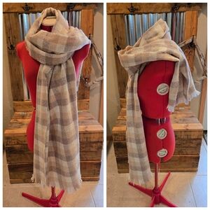 Tan check big winter Scarf Britts Knits oversized lightweight